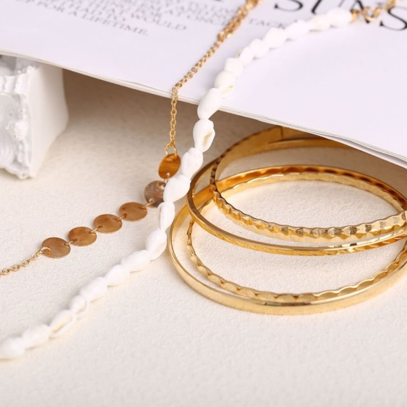 **ANNIA* 6-Pc Gold x White Fashion Bracelet Set - Picture 2 of 6